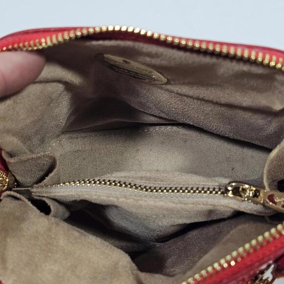 Pratesi Firenze Genuine Leather Red Crossbody Bag Gold Hardwear Italy - Picture 6 of 11